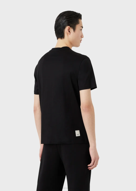 bărbați R802G1638 tricou din jerseu din amestec tencel travel essentials Armani negru