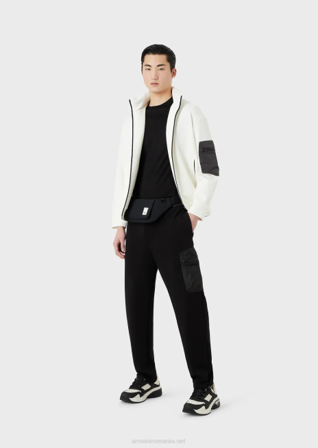 bărbați R802G1638 tricou din jerseu din amestec tencel travel essentials Armani negru