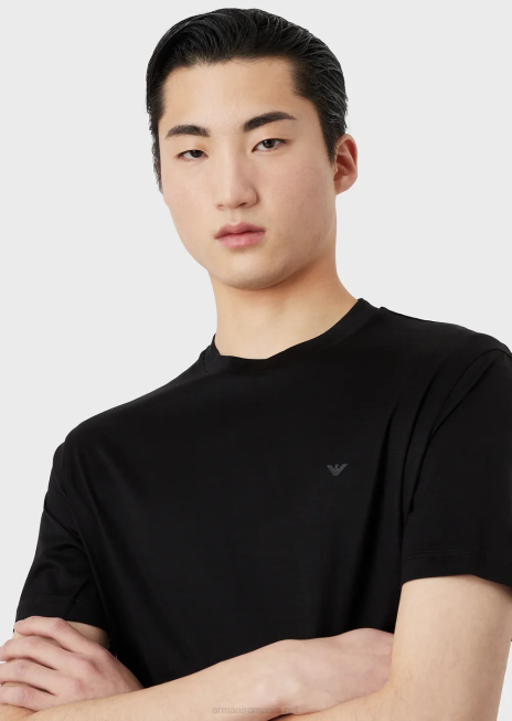 bărbați R802G1638 tricou din jerseu din amestec tencel travel essentials Armani negru