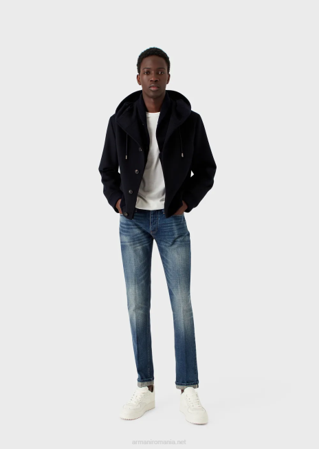 bărbați R802G1641 tricou din jerseu din amestec tencel cu logo 3d în relief Armani alb