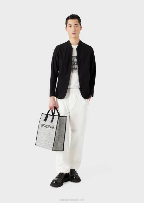 bărbați R802G1645 tricou din jerseu pima cu imprimeu cu logo-ul anilor 80 Armani alb