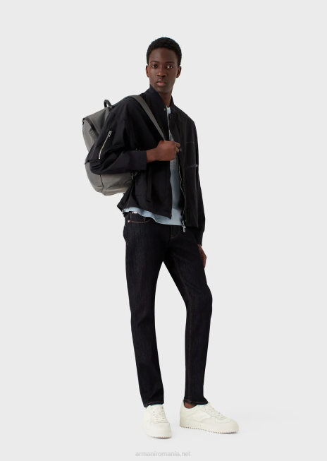 bărbați R802G1646 tricou din jerseu pima cu imprimeu cu logo-ul anilor 80 Armani azur