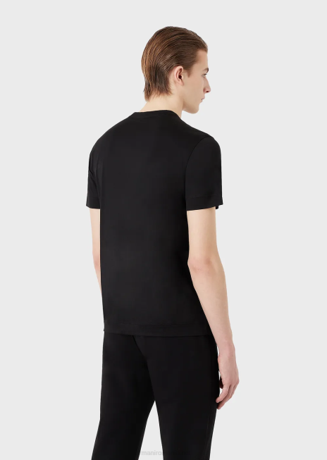 bărbați R802G1655 tricou din jerseu din amestec tencel cu broderie iepure Armani