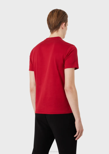 bărbați R802G1657 tricou din jerseu din amestec tencel cu broderie iepure Armani roșu