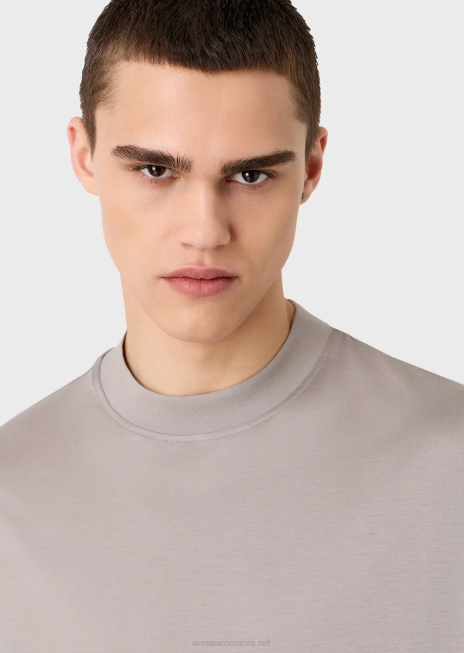 bărbați R802G1661 tricou lejer, într-un tricou din amestec tencel Armani negru