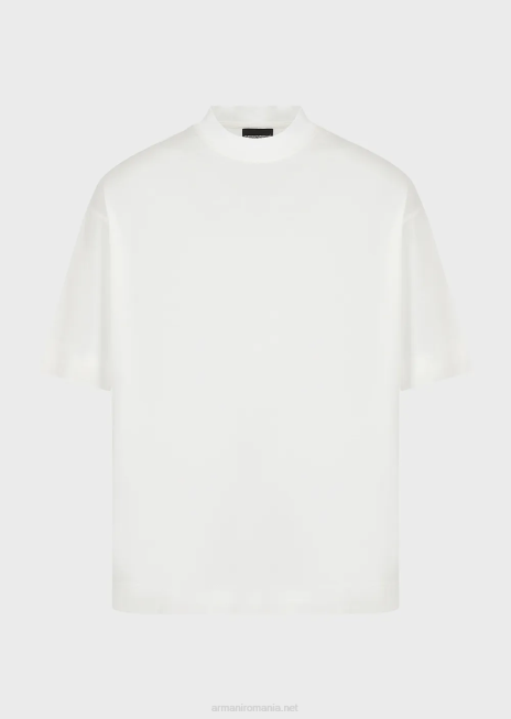 bărbați R802G1662 tricou lejer, într-un tricou din amestec tencel Armani alb