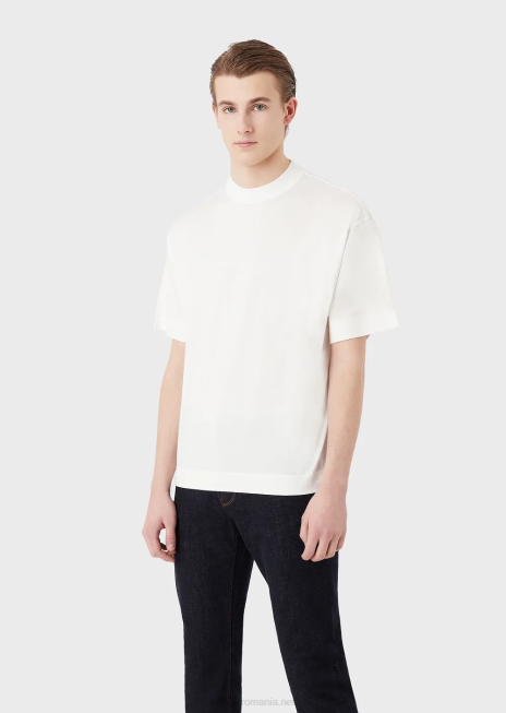 bărbați R802G1662 tricou lejer, într-un tricou din amestec tencel Armani alb