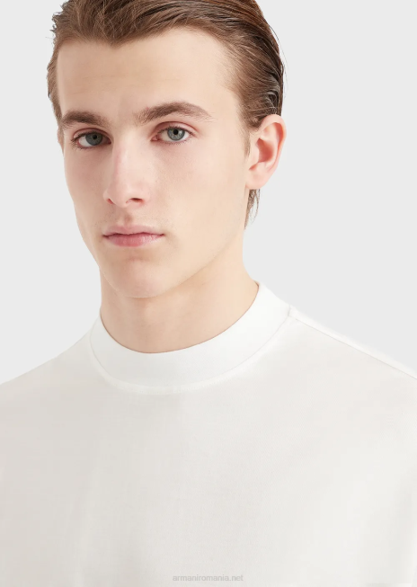 bărbați R802G1662 tricou lejer, într-un tricou din amestec tencel Armani alb