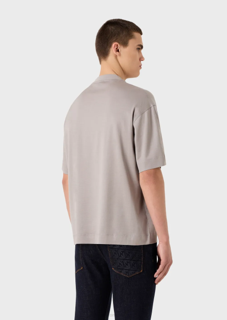 bărbați R802G1664 tricou lejer, într-un tricou din amestec tencel Armani gri