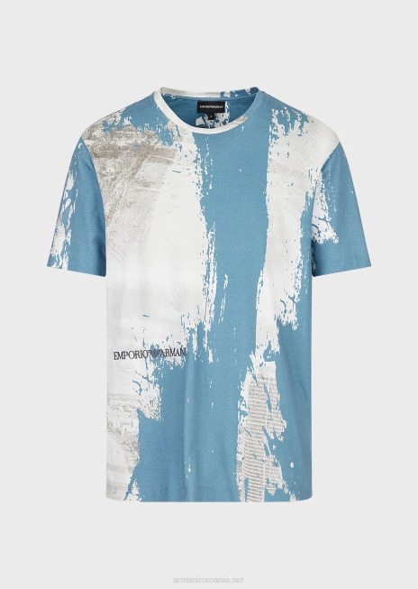 bărbați R802G1670 tricou din jerseu cu imprimeu urban Armani