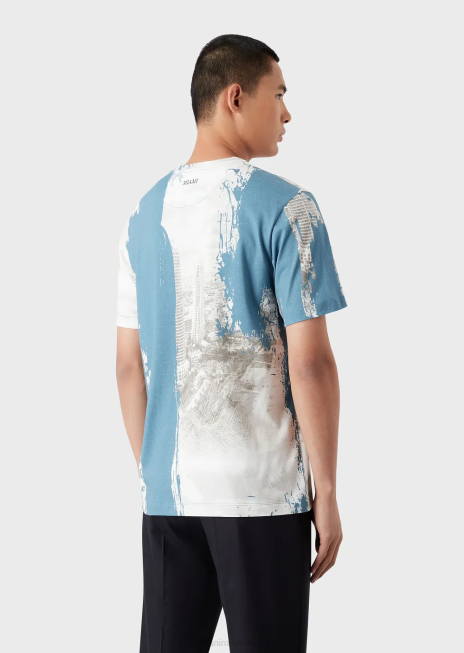 bărbați R802G1670 tricou din jerseu cu imprimeu urban Armani