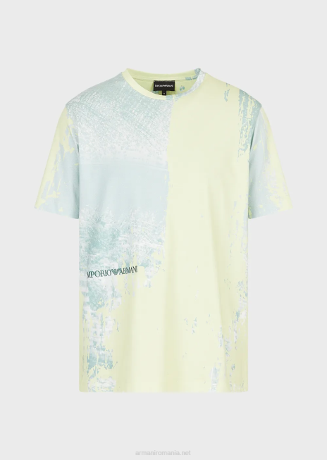 bărbați R802G1671 tricou din jerseu cu imprimeu urban Armani apă