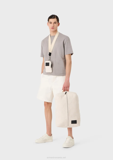 bărbați R802G1677 Tricou din jerseu greu cu broderie de camuflaj supradimensionată asortată de culori Armani gri