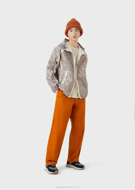 bărbați R802G1681 colecție sustenabilă tricou din jerseu american organic cu plasture Armani gri deschis