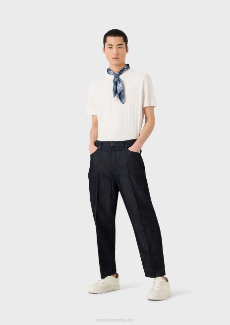 bărbați R802G1691 tricou din jerseu cu motiv jacquard peste tot Armani alb