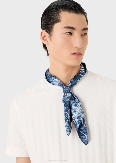 bărbați R802G1691 tricou din jerseu cu motiv jacquard peste tot Armani alb