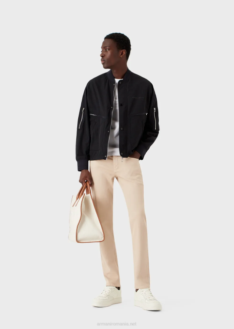 bărbați R802G1693 tricou din jerseu cu sigla jacquard Armani logo alb