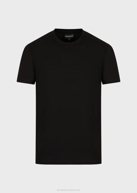 bărbați R802G1695 tricou din jerseu cu sigla jacquard Armani logo negru