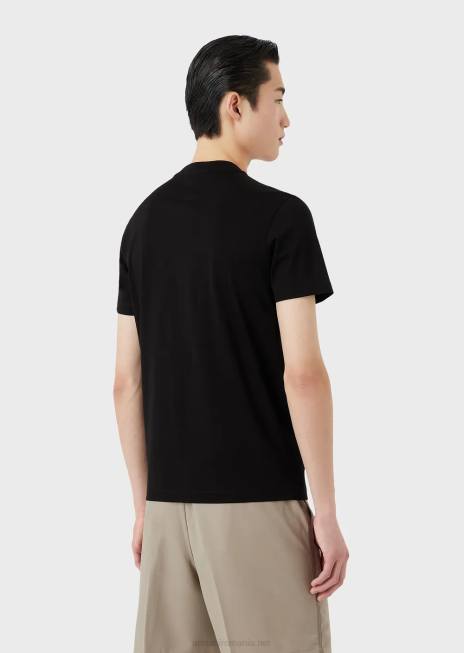 bărbați R802G1695 tricou din jerseu cu sigla jacquard Armani logo negru
