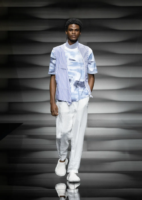 bărbați R802G1697 tricou interlock din bumbac cu imprimeu acuarelă siren și logo brodat Armani model