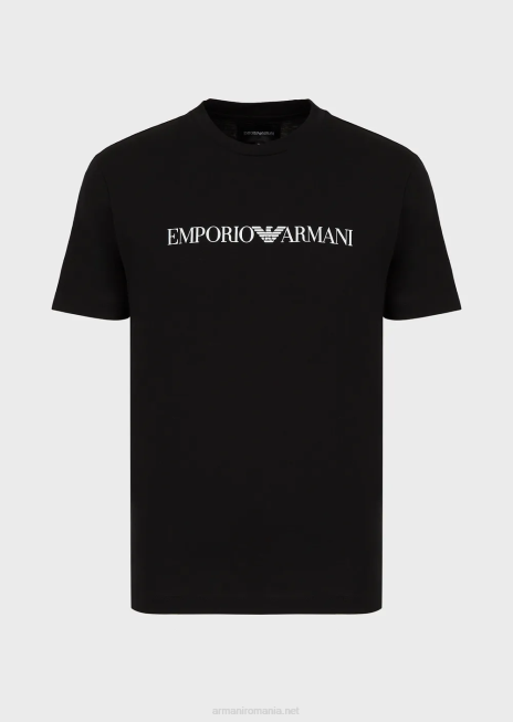 bărbați R802G1701 tricou din jerseu pima cu imprimeu logo Armani logo negru