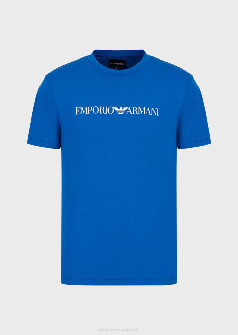 bărbați R802G1706 tricou din jerseu pima cu imprimeu logo Armani logo albastru strălucitor