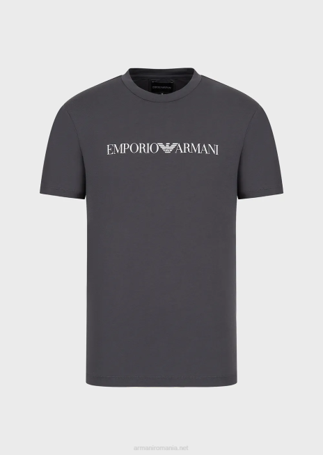 bărbați R802G1709 tricou din jerseu pima cu imprimeu logo Armani antracit