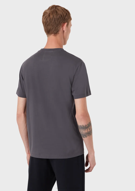 bărbați R802G1709 tricou din jerseu pima cu imprimeu logo Armani antracit