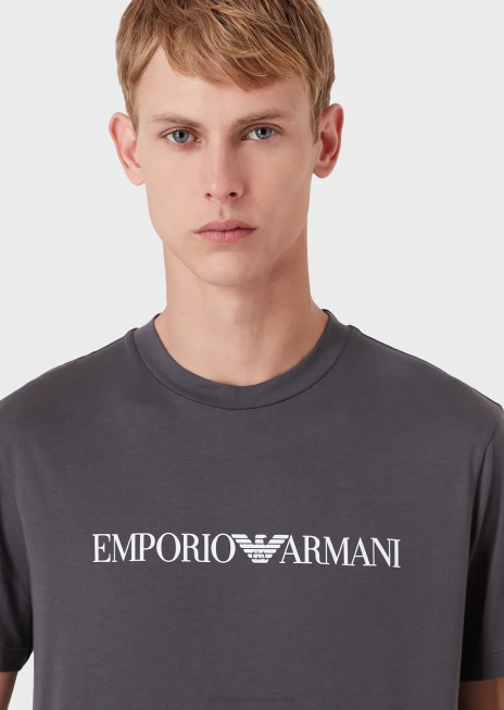 bărbați R802G1709 tricou din jerseu pima cu imprimeu logo Armani antracit