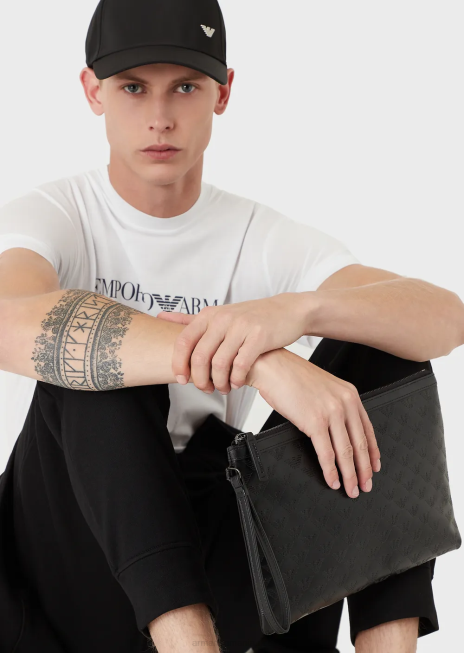 bărbați R802G1711 tricou din jerseu pima cu imprimeu logo Armani roșu