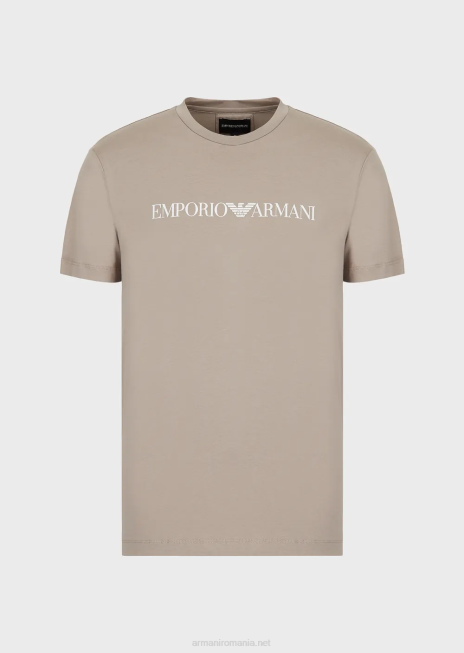 bărbați R802G1715 tricou din jerseu pima cu imprimeu logo Armani logo bej