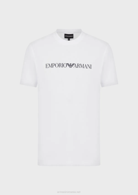 bărbați R802G1716 tricou din jerseu pima cu imprimeu logo Armani petrol