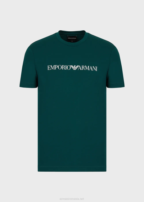bărbați R802G1717 tricou din jerseu pima cu imprimeu logo Armani logo verde