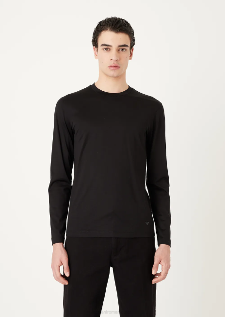 bărbați R802G1725 pulover din jerseu din amestec tencel Armani negru