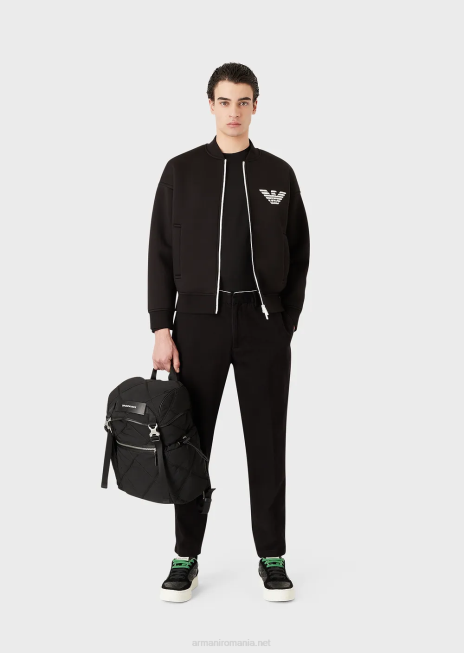 bărbați R802G1725 pulover din jerseu din amestec tencel Armani negru