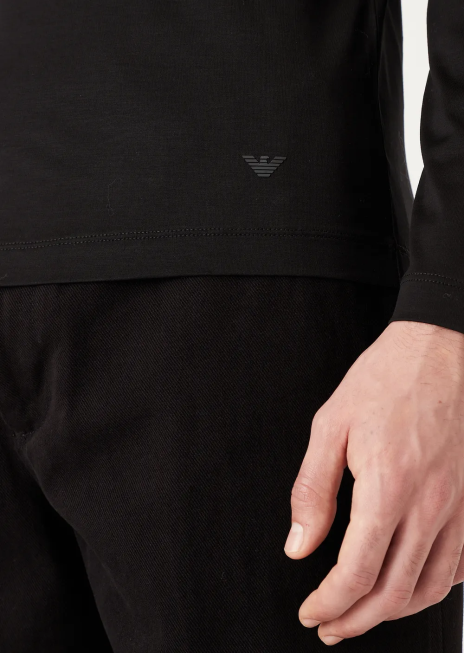 bărbați R802G1725 pulover din jerseu din amestec tencel Armani negru