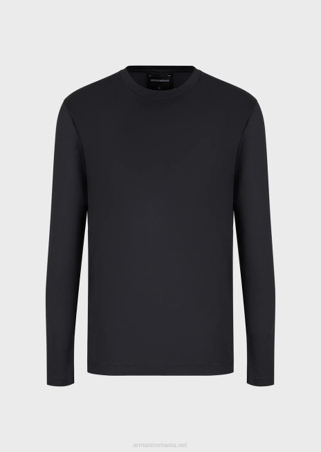 bărbați R802G1726 pulover din jerseu din amestec tencel Armani albastru marin