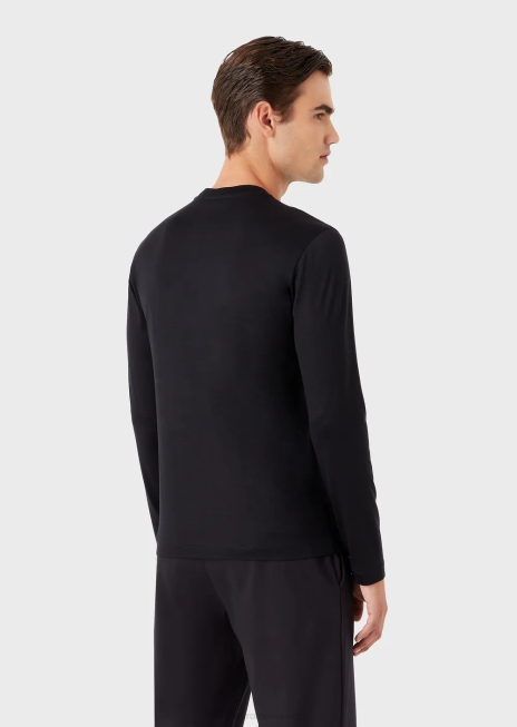 bărbați R802G1726 pulover din jerseu din amestec tencel Armani albastru marin