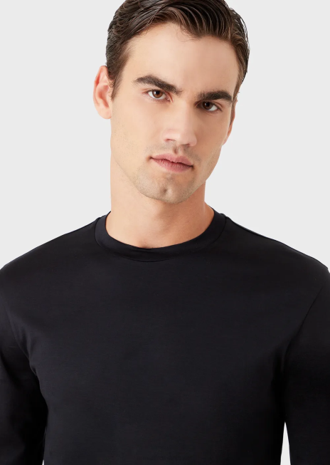 bărbați R802G1726 pulover din jerseu din amestec tencel Armani albastru marin