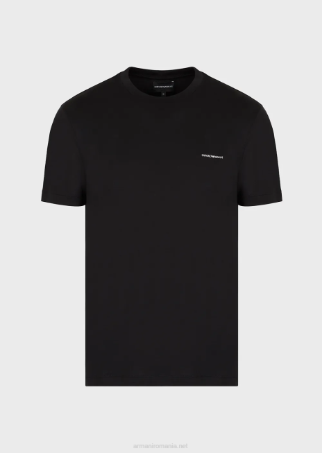 bărbați R802G1728 tricou din amestec din jerseu tencel cu inscripții cu micro logo Armani negru