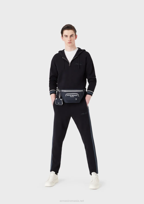 bărbați R802G1729 tricou din amestec din jerseu tencel cu inscripții cu micro logo Armani alb