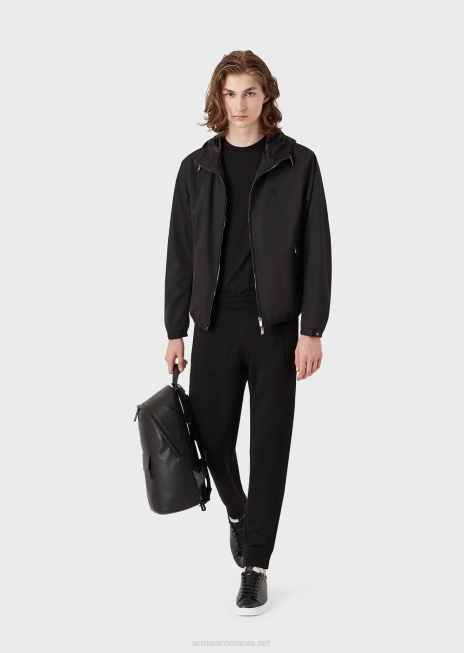 bărbați R802G1730 tricou supima din jerseu cu micro petic vultur Armani negru