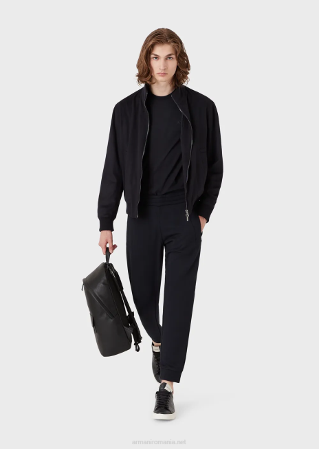 bărbați R802G1732 tricou supima din jerseu cu micro petic vultur Armani albastru marin