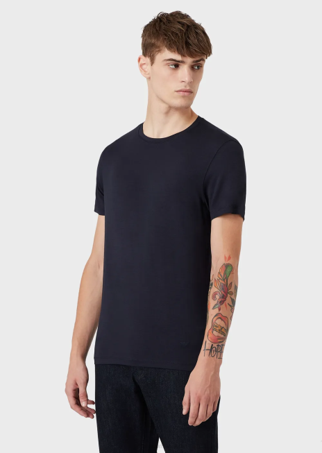 bărbați R802G1733 tricou din jerseu de vascoza Armani albastru marin