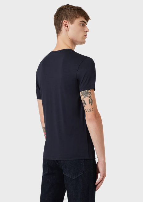 bărbați R802G1733 tricou din jerseu de vascoza Armani albastru marin
