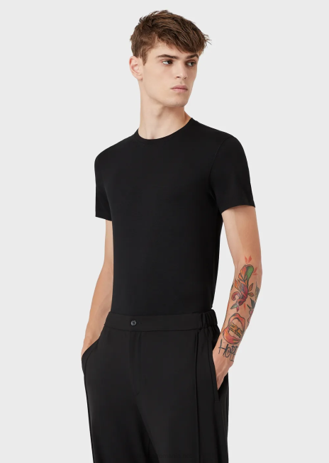 bărbați R802G1734 tricou din jerseu de vascoza Armani negru