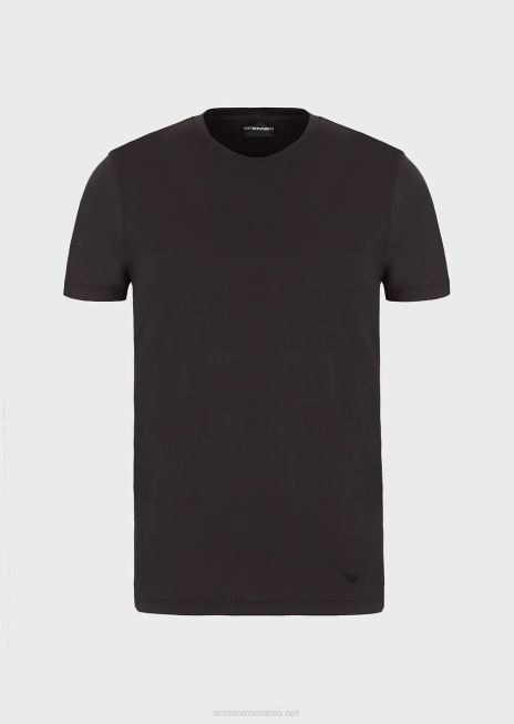 bărbați R802G1735 tricou din amestec de mătase/bumbac Armani negru