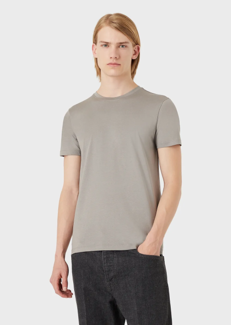 bărbați R802G1736 tricou din amestec de mătase/bumbac Armani taupe
