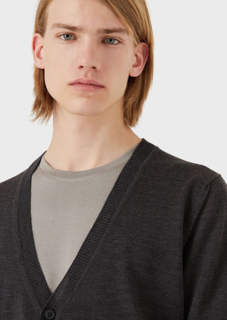 bărbați R802G1736 tricou din amestec de mătase/bumbac Armani taupe