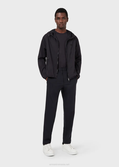 bărbați R802G1737 tricou din amestec de mătase/bumbac Armani albastru miezul nopții